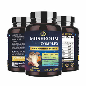 Suplemento Energético y para la Memoria para Adultos OEM, Complejo Natural de 8 Hongos con Melena de León, Cordyceps y Reishi, 120 Cápsulas - Product Image 1