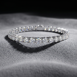 Elegante Pulsera de Cadena de Tenis de Plata de Ley S925 con Moissanita Redonda VVS1 para Mujer, Certificada por KARATS GRA, Precio al por Mayor - Product Image 3