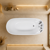 Baignoire balnéo ovale blanche, profonde, avec jets d'eau massants et douchette à main, sur mesure 150cm 170cm