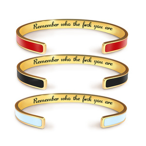 Brazalete Minimalista de Acero Inoxidable para Mujer, Color Personalizado, Grabado Familiar, Joyería Personalizada para Festivales, Venta al Por Mayor - Product Image 1