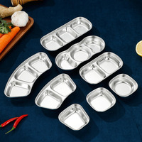 Plat à sauce coréen durable en acier inoxydable 304 poli Hui-e, avec compartiments 1/2/3/4, pour restaurant et barbecue