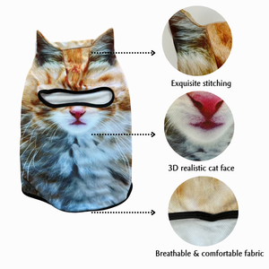 Passamontagna 3D a Forma di Gatto con Orecchie Ricamate, Impermeabile, Stile a Righe, per Sci, Pesca, Feste e Uso Quotidiano - Product Image 2
