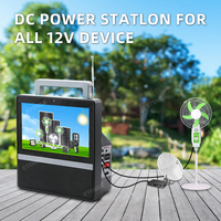 TV à énergie solaire avec panneau 16V, câble CC à CC, ports USB et ampoules à distance pour un divertissement hors réseau efficace