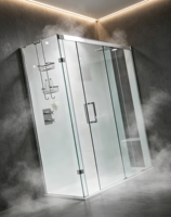 Paroi de douche coulissante en verre trempé avec cadre en aluminium élégant, panneau de séparation de douche moderne pour salle de bain
