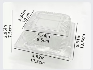 Clear Disposable PET Square Hinged Pet Food Container with Recycled Materials to Go Containers Clear Lids <strong>Cake</strong> <strong>Slice</strong> Containers - Product Image 6