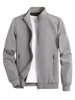 Harga Grosir Jaket Bomber Kasual Pria Musim Semi Bahan Kanvas Logo Depan Custom Berkualitas Tinggi Tahan Air & Tahan Angin