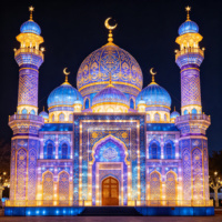 Traditionelle Chinesische Moschee-Laterne Handgefertigte Seiden-Laterne für Ramadan Außenbereich LED