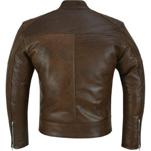 FOXA <b>Mens</b> Genuine <b>Leather</b> Moto <b>Jacket</b> Brown Windproof Autumn Biker Style - Product Image 2