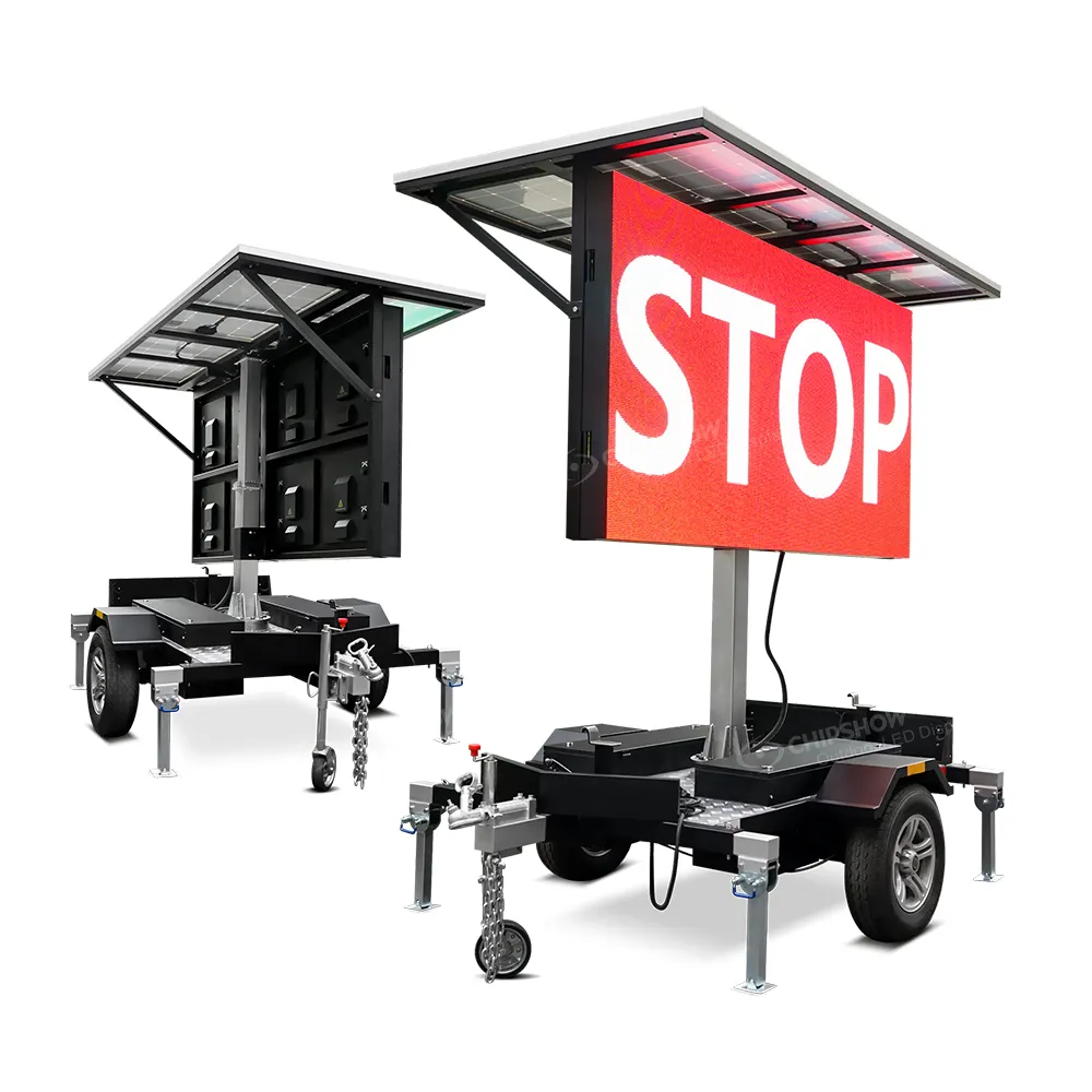 360 Rotate Double Sided Solar Powered Outdoor Billboard Full Color HD Advertising LED Display Screen Trailer
