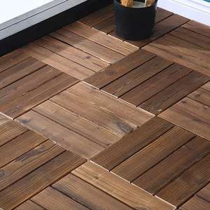 Dalles de terrasse en bois d'acacia carbonisé emboîtables 30x30x2,3 cm, prix d'usine en gros, pour sols de patio extérieurs DIY - Product Image 2
