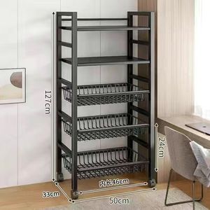 Estante <span class=keywords><strong>de</strong></span> Almacenamiento Multifuncional para Cocina, Organizador Reforzado con <span class=keywords><strong>Cestas</strong></span> <span class=keywords><strong>de</strong></span> Malla para Frutas y <span class=keywords><strong>Verduras</strong></span>, Uso en el Hogar y Dormitorios - Product Image 5