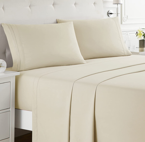 Sábanas de color <span class=keywords><strong>Beige</strong></span> de lujo para Hotel, ropa de cama Extra Suave, doble cepillado, tamaño Queen - Product Image 1
