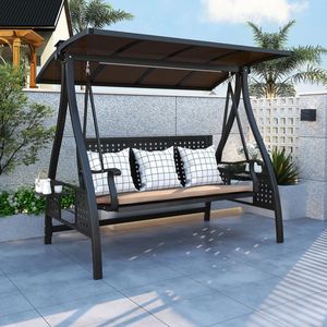 Fauteuil suspendu double en aluminium pour extérieur, jardin, balcon, avec protection solaire, chaise à bascule pour la maison - Product Image 4