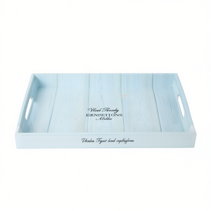 Serving <b>Tray</b> Tulips Light Blue Wood Grain Design Decorative <b>Tray</b> with Handles for Home Decor - Product Image 2