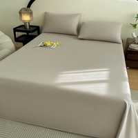 Ensemble de draps de lit 3 pièces de couleur unie, drap plat, taie d'oreiller, literie tissée pour la maison et l'hôtel