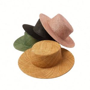 Chapeau de paille pour femme, couleur unie, personnalisé, de haute qualité, en gros, pas cher - Product Image 1