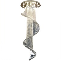 Personnalisé hôtel grands lustres longs en or plafond luxe suspendus suspensions éclairage led escalier lustre moderne en cristal