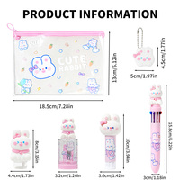 Ensemble de papeterie en gros Lapin Mignon, Kit de fournitures scolaires avec 10 crayons de couleur, trousse et taille-crayon pour filles et enfants