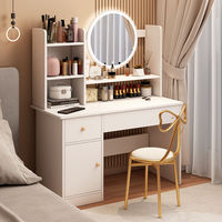 Meuble de chambre à coucher de style moderne européen, table de maquillage avec miroir LED pleine longueur et tiroirs