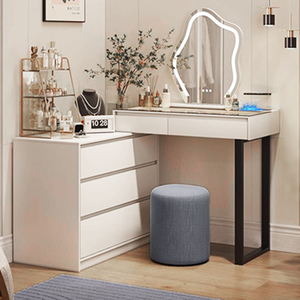 Table de toilette de style personnalisé, simple, moderne, classique, avec miroir, lumière et rangement, pour la chambre à coucher, meubles de maison - Product Image 1