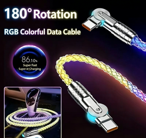 Cable USB C de Carga Rápida con LED Giratorio de 180 Grados, Cable Luminoso Tipo C a C <span class=keywords><strong>para</strong></span> <span class=keywords><strong>iPhone</strong></span> y Samsung - Product Image 4