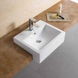 China leverancier sanitair wc wastafel keramische badkamer semi verzonken wastafel