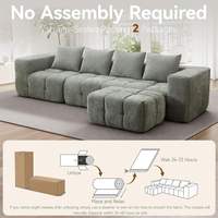 Canapé modulaire sectionnel capitonné en forme de L, écologique, moderne, pour salon, avec ottoman mobile, en mousse à mémoire de forme et chenille, Cloud Boneless