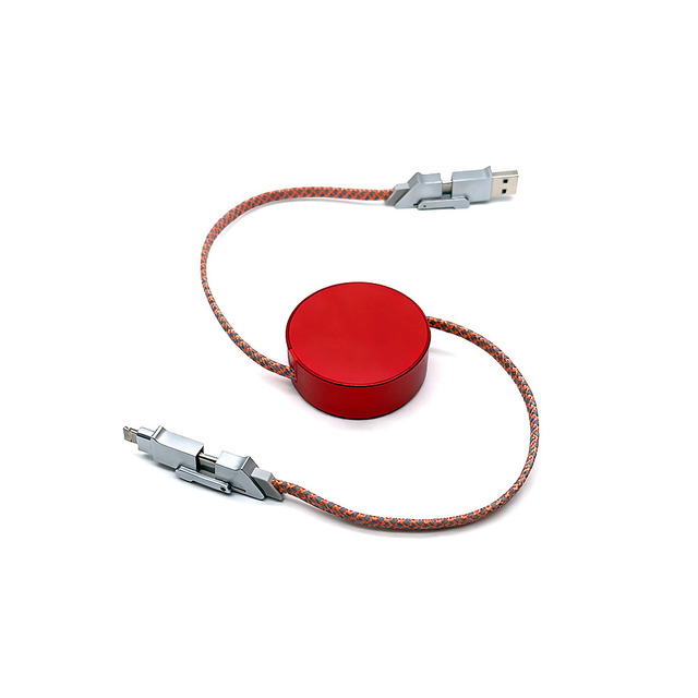 Manufacturer Retractable USB Fast Recharge & Data Transfer Cable with Custom Logo Printing Corporate Custom Charging Cables