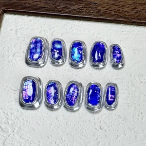 <span class=keywords><strong>Uñas</strong></span> Postizas Hechas a Mano en Color Ámbar Otoñal, con Diseño de Conchas Iridiscentes Color Café, Decoración Plateada, <span class=keywords><strong>Uñas</strong></span> Postizas <span class=keywords><strong>Cortas</strong></span> y Elegantes - Product Image 2