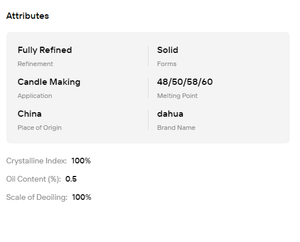 Cire de paraffine entièrement et semi-raffinée 56/58/60, paraffine solide pour la fabrication de bougies et applications alimentaires - Product Image 6