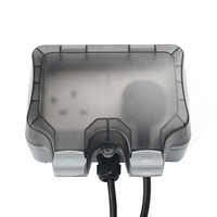Enchufe de Pared Doble Estándar Europeo EKYK OEM IP66 Impermeable de 16A con 2 Tomas de Corriente CA de 250V Gris para Uso Industrial en Exteriores y Jardines