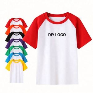 Healthy Knitted Casual Cotton Matching Color Kids Round Neck <b>T</b> Shirts with Custom Logo for Boys and Girls - Product Image 5