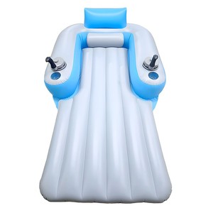 Flotador Inflable para Piscina de PVC, con Dos Hélices y Portavasos, para Adultos, para Piscina, Playa, Verano, Color Azul - Product Image 1