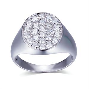 Bague signet en or 18 carats MS-521 personnalisée avec diamant de laboratoire HPHT de 2,3 mm - Product Image 1