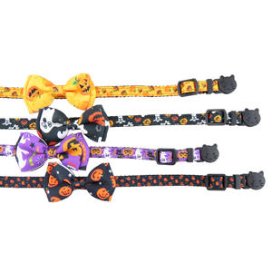 Bonita corbata pajarita y campana Halloween gato <span class=keywords><strong>Collar</strong></span> <span class=keywords><strong>Breakaway</strong></span> hebilla para Kitty seguridad ajustable - Product Image 2
