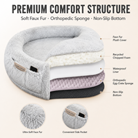 Lit pour chien et humain moderne et personnalisé, en peluche de luxe, lavable en machine, durable et chaud, pour le soulagement du stress des personnes - Vente en gros
