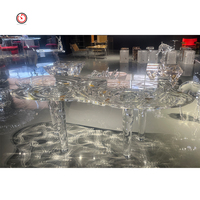 TT OEM personnalisé forme irrégulière villa hôtel villa extérieur glacier liquide cascade table à thé en acrylique transparent