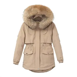 Inverno donna giacca parka giù ricopre più il formato puffer cappotto di spessore cappotto caldo imbottito cappotto con pelliccia con cappuccio giacca di cotone