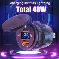 Chargeur de voiture 12V double USB C PD3.0 Type C QC3.0 avec prise de courant et voltmètre LED