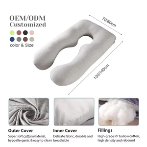 Oreillers de grossesse en forme de U en tissu jersey OEM, soutien intégral du corps, oreiller de maternité confortable et réglable pour femmes enceintes - Product Image 2