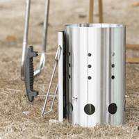 Cheminée de démarrage de barbecue en acier inoxydable robuste et grande capacité avec poignée isolante pour charbon de bois
