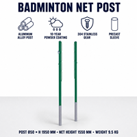 Poteaux de filet multisports pour badminton, poteaux de filet encastrables de haute qualité, équipement de terrain de badminton, support stable pour entraînement et matchs, fixation solide
