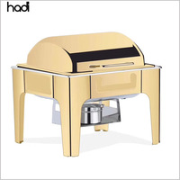 Großhandel 6-Liter Edelstahl Chafer Dish Gold Square Top Elektro Buffet Herd Hydraulic Hotel Restaurant Cheffing Dishes