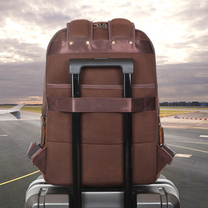 Large Capacity Premium Crazy Horse Leather Back Pack Bag With USB Men Expand <strong>Brown</strong> Cowhide Genuine Leather Travel <strong>Backpack</strong> - Product Image 3