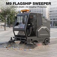Balayeuse mécanique autoportée entièrement fermée CleanHorse M9, machine industrielle de balayage de poussière, balayeuse routière robuste de 2200 mm, 48 V