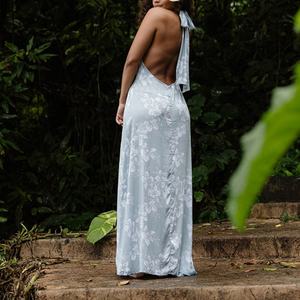 ชุดเดรสยาวสไตล์โบฮีเมียนพิมพ์ลาย คอ halter ไร้แขน ดีไซน์หรูหรา ขายส่งจากโรงงาน  ชุดเดรสยาวผ้าเรยอนซักแล้ว รับตัดตามแบบ - Product Image 3