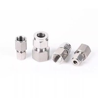Conector de Tubo de Compresión de Doble Férula Recto con Rosca Hembra BSP de Acero Inoxidable 304 de 1/4\", 1/2\", 3/8\" de Alta Calidad