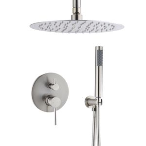 DB Dome 10 Inch Brushed <b>Shower</b> <b>System</b> Wall-Mounted with Handheld <b>Shower</b> Head Combination Bathroom Sets - Product Image 1