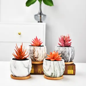 Modern Style 3.35-Inch Ceramic Flower Pot with Hole Glazed Marble Flower Pots for Succulent Cactus Bonsai with Style