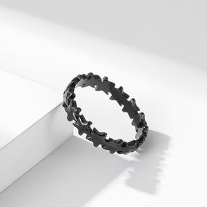 Stackable Star <b>Titanium</b> Steel <b>Ring</b> For Women Rose Gold Black Gold Silver Jewelry Gift Accessory - Product Image 3